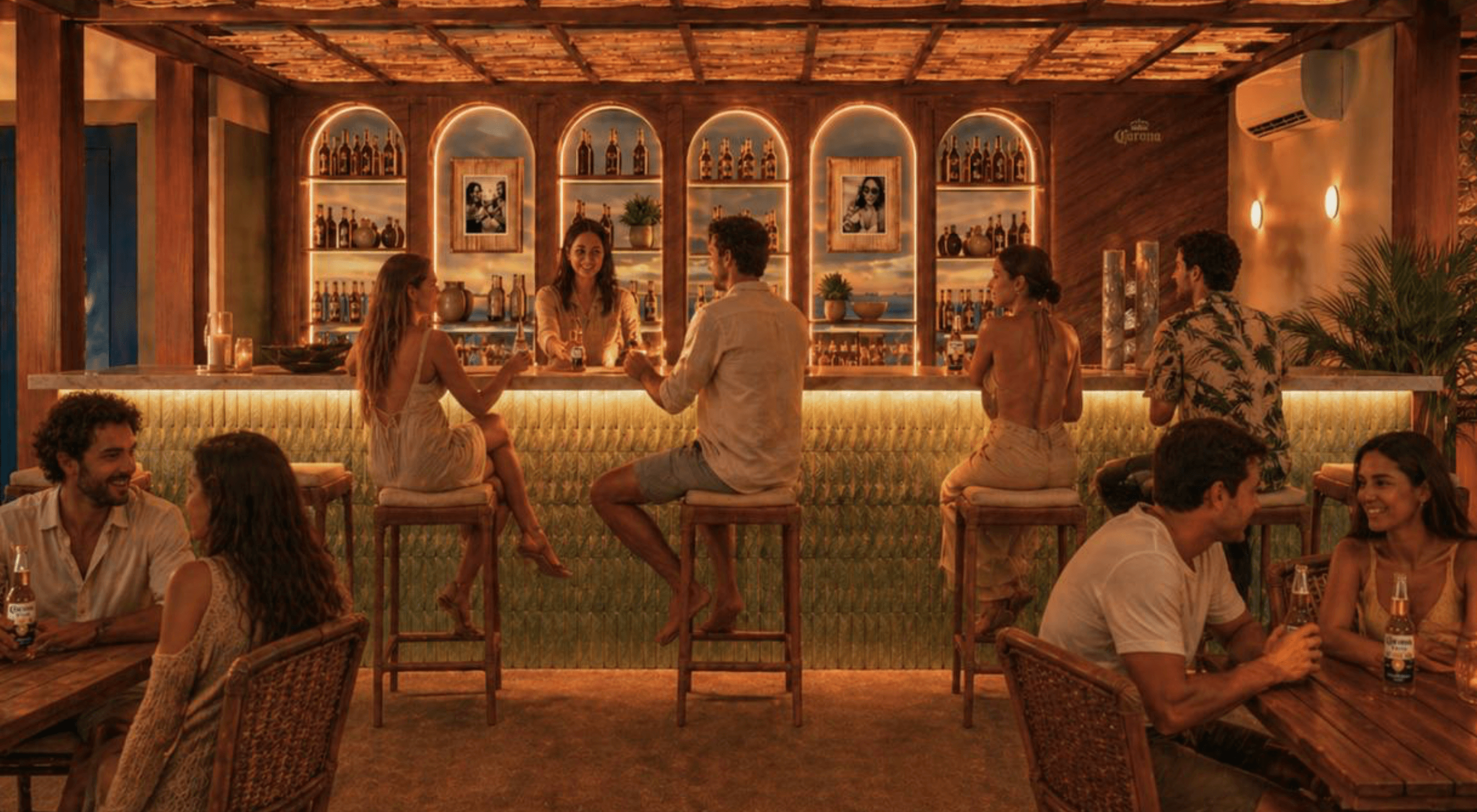 Pessoas reunidas no futuro Resid Bar Nas Rocas