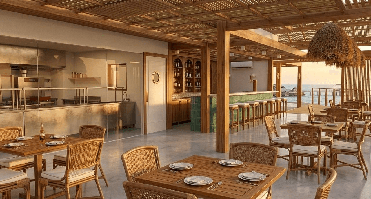 Visão interna do futuro Resid Bar Nas Rocas